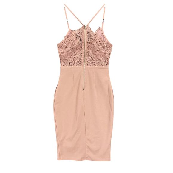 Iris Dusty Mauve Pink Lace Bodycon Midi Dress Women’s Size Small Sexy Romantic - Picture 2 of 5